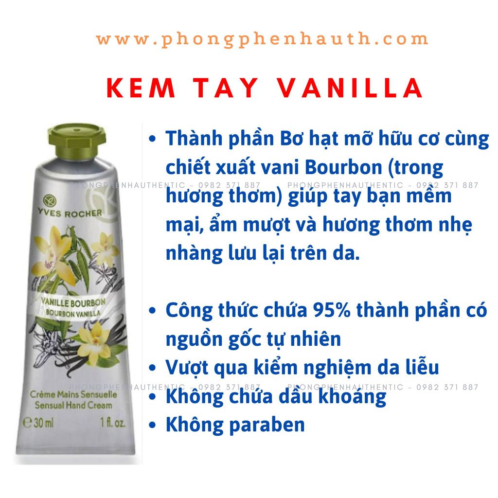 Kem dưỡng da tay Yves Rocher Hand Cream các loại fullsize 30ml - PHỒNG PHỀNH