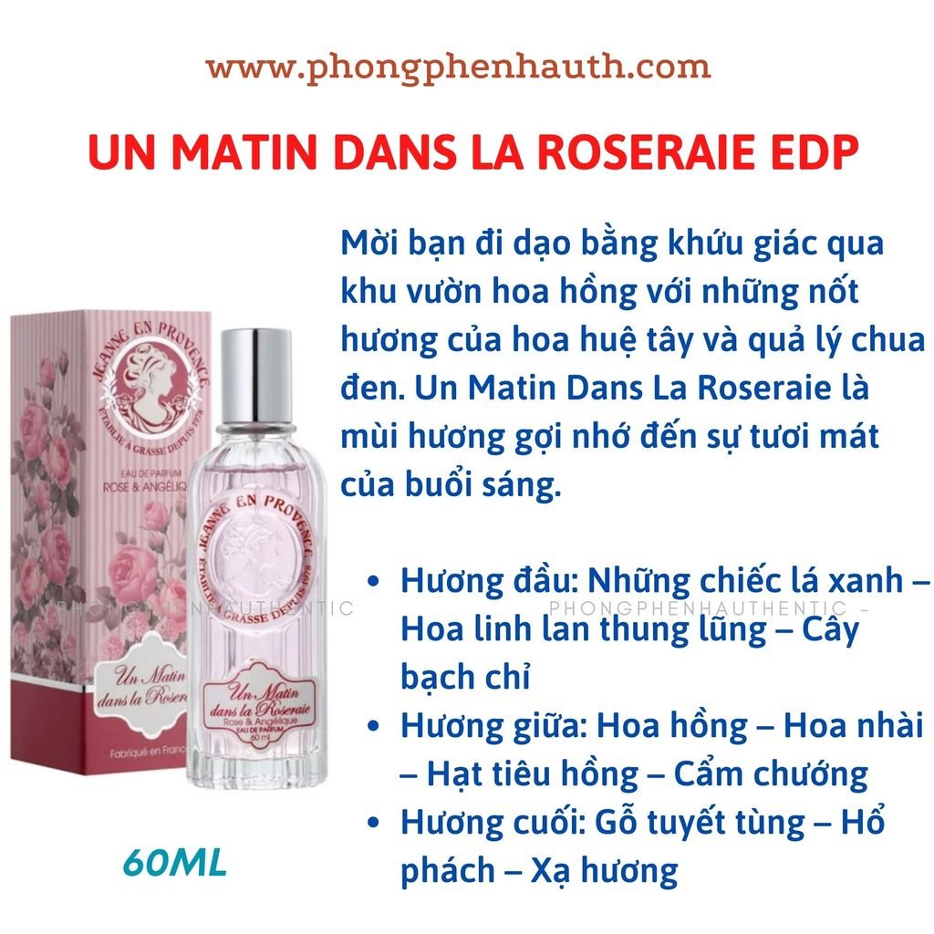 Nước hoa Nữ nội địa Pháp Janne en Provence EDP 60ml : Jasmine Secret, La Roseraie, Verveine Cédrat.. - PHỒNG PHỀNH