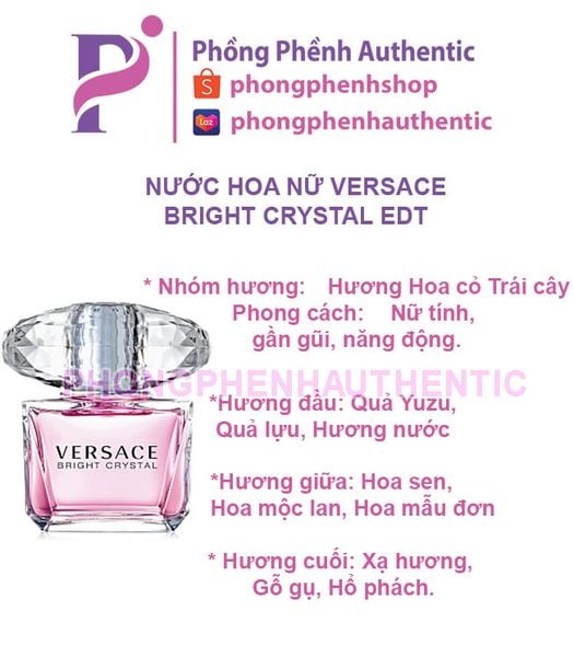Nước hoa Nữ Versace Bright Crystal EDT Natural Spray 50ml-90ml Tester