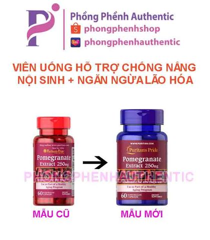 VIÊN UỐNG LỰU CHỐNG NẮNG NỘI SINH, TRẮNG DA, GIẢM THÂM NÁM PURITAN'S PRIDE POMEGRANATE 250MG