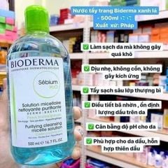TẨY TRANG BIODERMA HỒNG, XANH CHAI 500ML