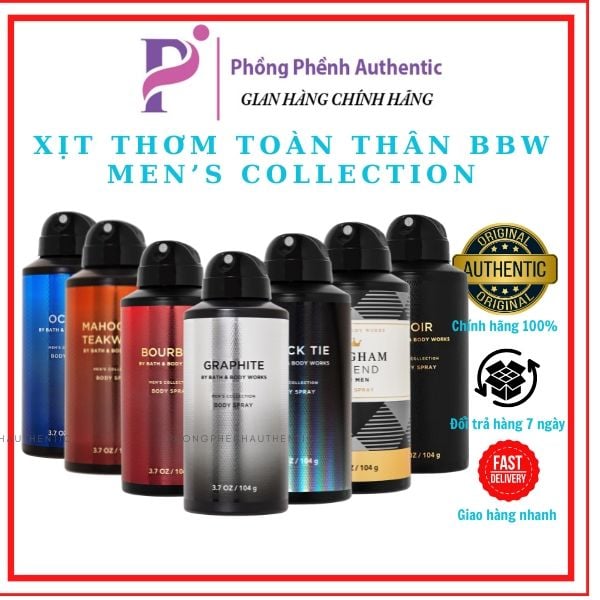 Xịt Thơm Body mist, Xịt Khử Mùi Lưu Hương Toàn Thân, Body Mist Nam - Men's Collection Bath&Body Works Body - PHỒNG PHỀNH