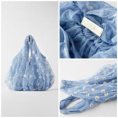 Túi xách Nữ  Zara EMBROIDERED TULLE BUCKET BAG vợt sale