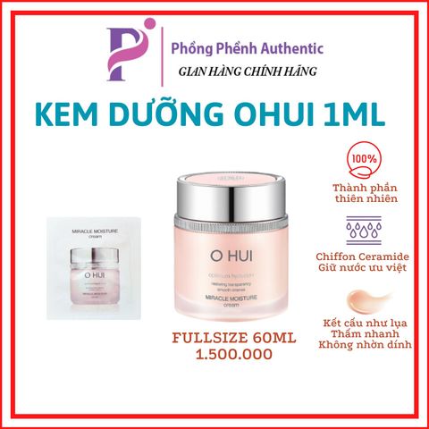 Set 60 gói Sample Kem dưỡng ẩm dưỡng trắng da OHUI Miracle Moisture Cream 1ml