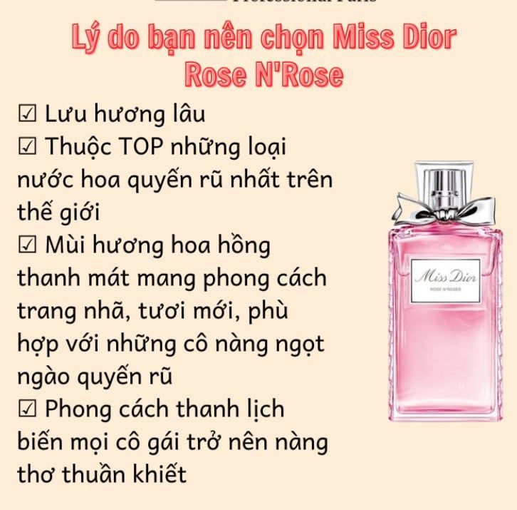 Nước hoa nữ Dior Miss Rose N'Roses EDT 100ml, dầu thơm cao cấp hương gợi cảm, nhẹ nhàng lưu hương lâu