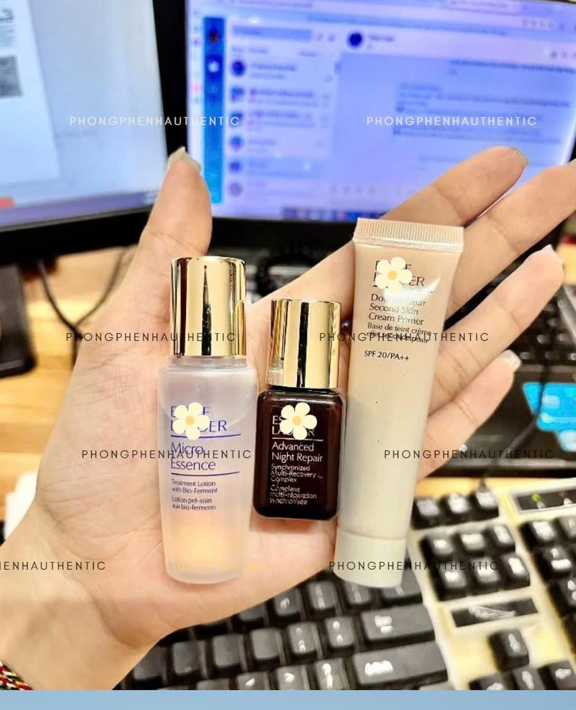 [Mini nobox]SET DƯỠNG ESTEE 3 MÓN SERUM 7ML+KEM LÓT 15ML+ ESSENCE 15ML