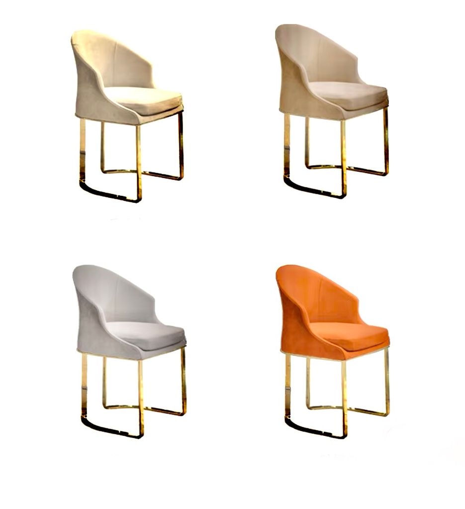 Ghế ăn khung inox mạ titan vàng, Nệm bọc da microfiber GA036