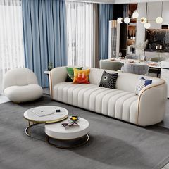 Bộ sofa da bo tròn các góc, chỉ viền khác màu BSF172