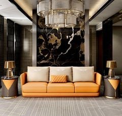 Bộ sofa da dập nổi họa tiết, phối 3 màu da cao cấp BSF0178