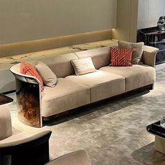Bộ sofa da bò, gỗ sơn bóng Piano- BSF206