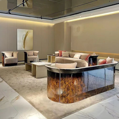 Bộ sofa da bò, gỗ sơn bóng Piano- BSF206