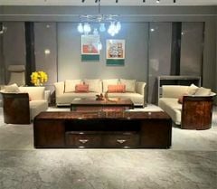 Bộ sofa da bò, gỗ sơn bóng Piano- BSF206