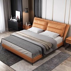 Giường ngủ bọc da bò GN005