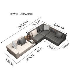 Bộ sofa góc phối 2 màu kèm kệ phân cách BSF169