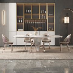 Bàn ăn nhập khẩu mặt đá marble BA0152