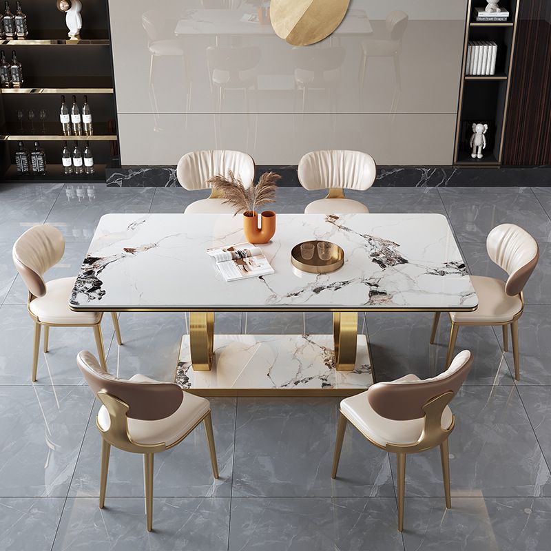Bàn ăn nhập khẩu mặt đá marble BA01601