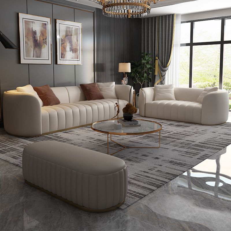 Bộ sofa da bo tròn các góc, chỉ viền khác màu BSF172