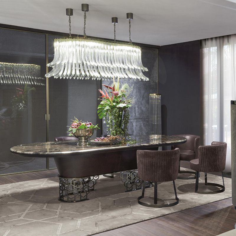 Bàn ăn mặt đá marble nhân tạo, khung inox mạ titan vàng BA0155