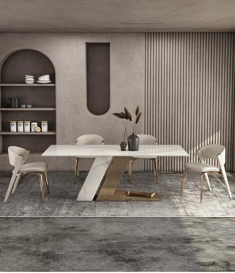 Ghế ăn khung inox mạ titan vàng, Nệm bọc da microfiber GA034