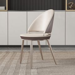 Ghế ăn mặt lưng thêu ngựa khung inox mạ titan vàng, Nệm bọc da microfiberGA037