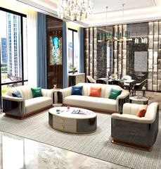 Ghế Sofa da cao cấp, mặt lưng gỗ bạch dương sơn piano GSF170