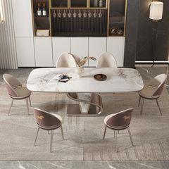 Bàn ăn nhập khẩu mặt đá marble BA0152