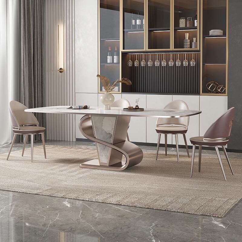 Bàn ăn nhập khẩu mặt đá marble BA0152