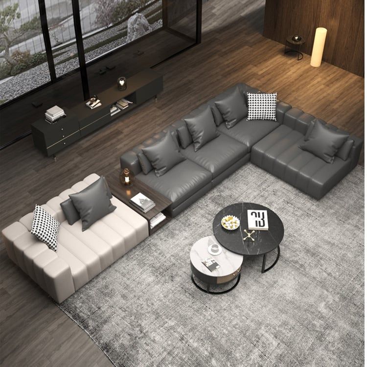 Bộ sofa góc phối 2 màu kèm kệ phân cách BSF169