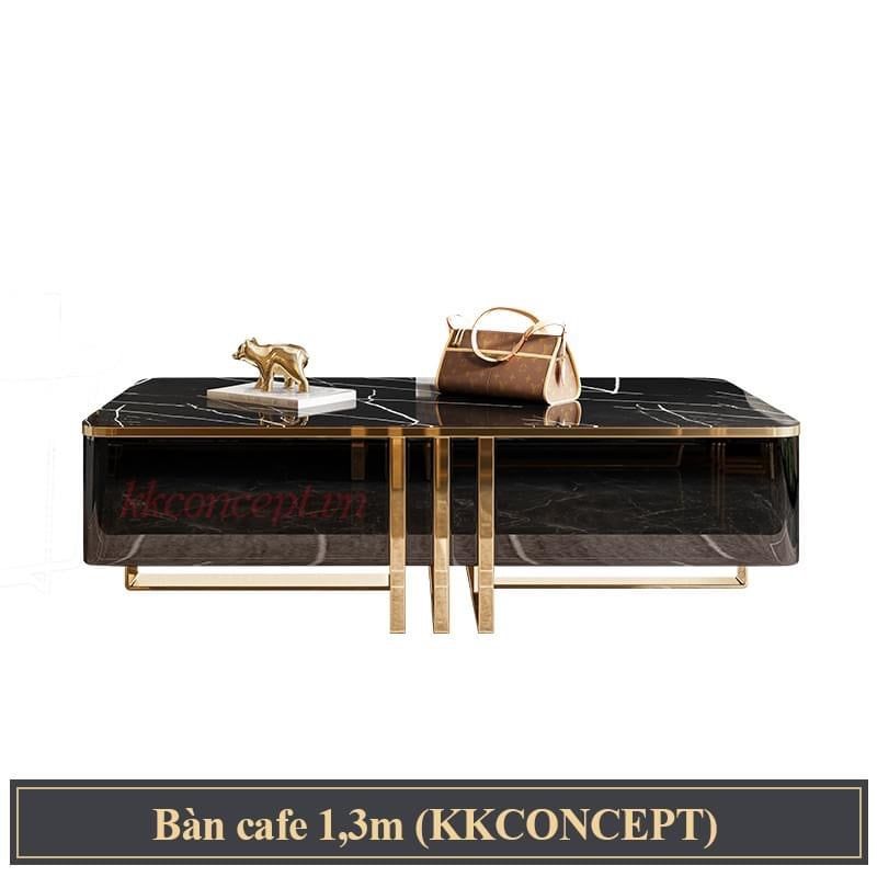 Bàn sofa mặt kính cường lực viền inox mạ vàng BSF022
