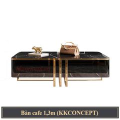 Bàn sofa mặt kính cường lực viền inox mạ vàng BSF022