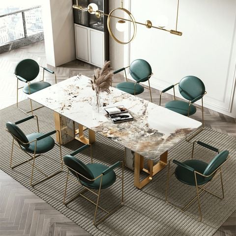 Bàn ăn nhập khẩu mặt đá marble BA0142