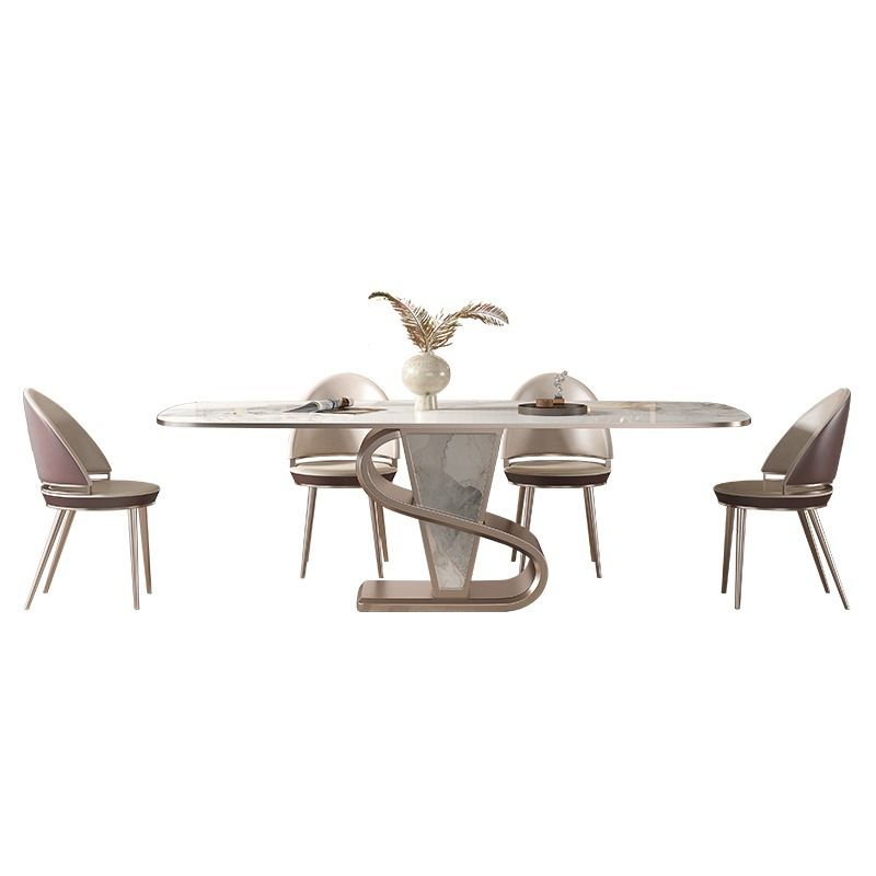 Bàn ăn nhập khẩu mặt đá marble BA0152