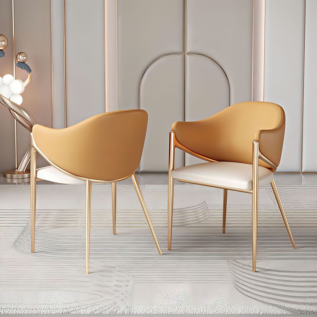 Ghế ăn khung inox mạ titan vàng, Nệm bọc da microfiber  GA038