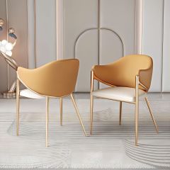 Ghế ăn khung inox mạ titan vàng, Nệm bọc da microfiber  GA038