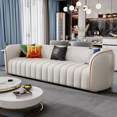 Bộ sofa da bo tròn các góc, chỉ viền khác màu BSF172