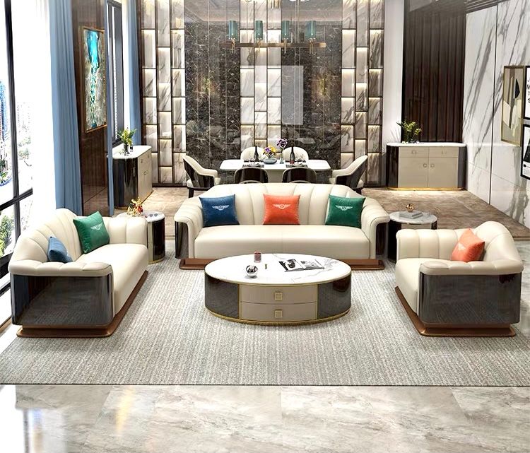 Ghế Sofa da cao cấp, mặt lưng gỗ bạch dương sơn piano GSF170