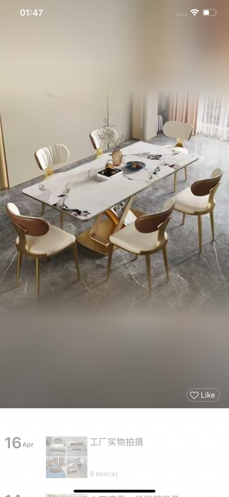 Bàn ăn nhập khẩu mặt đá marble BA0145