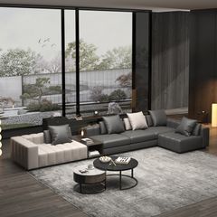 Bộ sofa góc phối 2 màu kèm kệ phân cách BSF169