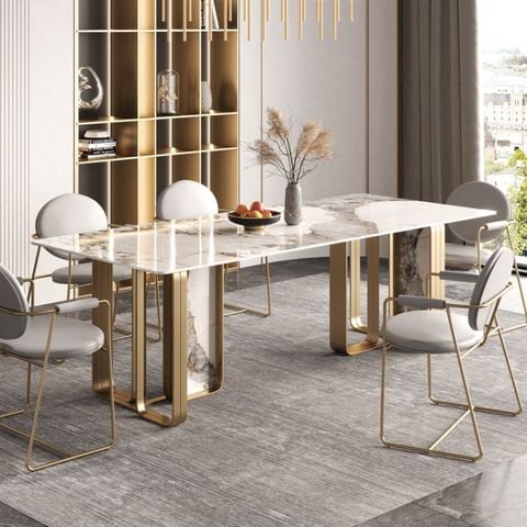 Bàn ăn nhập khẩu mặt đá marble BA0142