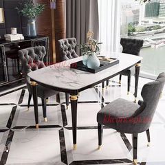 Bàn ăn nhập khẩu mặt đá marble BA088