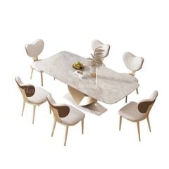 Bàn ăn nhập khẩu mặt đá marble BA0146