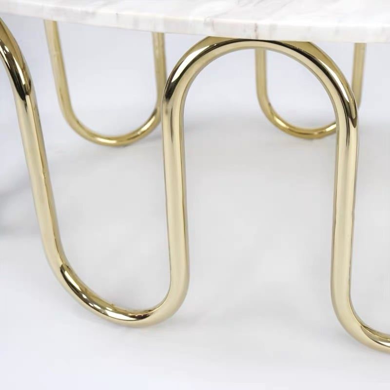 Bàn sofa mặt đá khung inox mạ titan vàng BS001