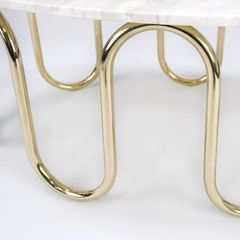 Bàn sofa mặt đá khung inox mạ titan vàng BS001