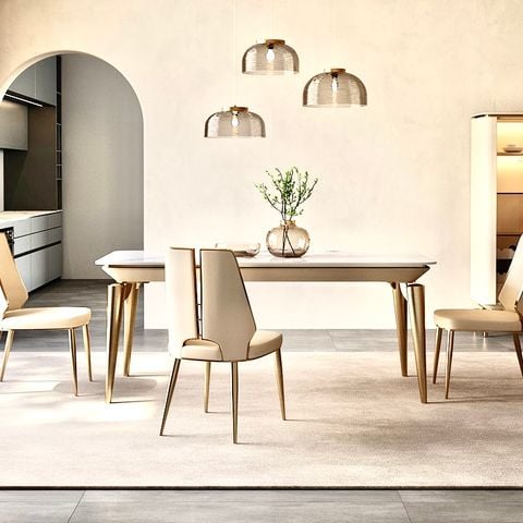 Bàn ăn nhập khẩu mặt đá marble BA0158