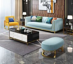 Bộ Sofa da cao cấp chạy viền inox mạ vàng BSF163