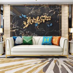 Bộ Sofa da cao cấp chạy viền inox mạ vàng BSF163