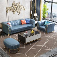 Bộ Sofa da bò tiếp xúc cao cấp , chân inox mạ titan vàng. BSF164