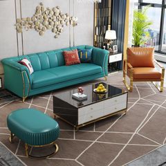 Bộ Sofa da bò tiếp xúc cao cấp , chân inox mạ titan vàng. BSF164