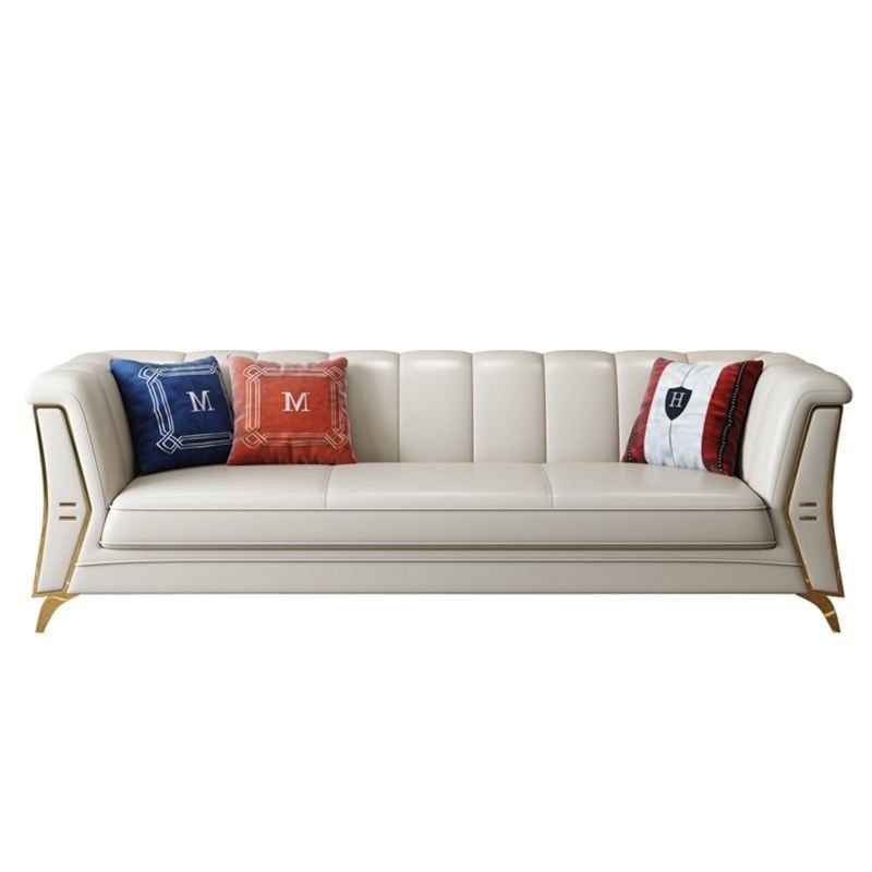Bộ Sofa da bò tiếp xúc cao cấp , chân inox mạ titan vàng. BSF164