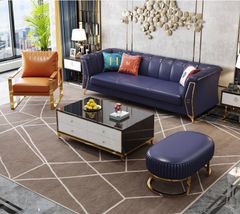 Bộ Sofa da bò tiếp xúc cao cấp , chân inox mạ titan vàng. BSF164